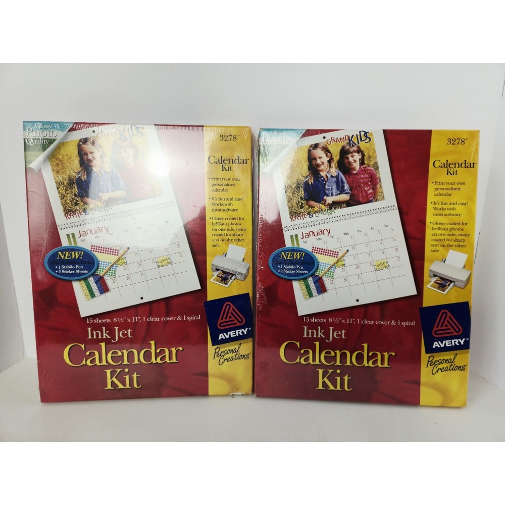 Avery Ink jet Calendar Kit NEW x2 3278 15 sheets